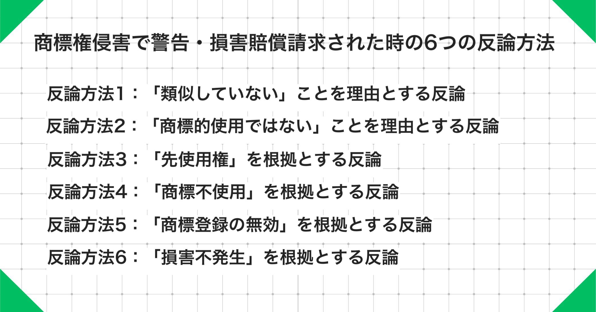 商標権侵害で警告・損害賠償請求された時の6つの反論方法