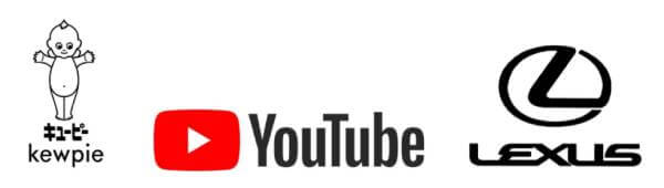 著名な商標の例（キューピー・YouTube・LEXUS）