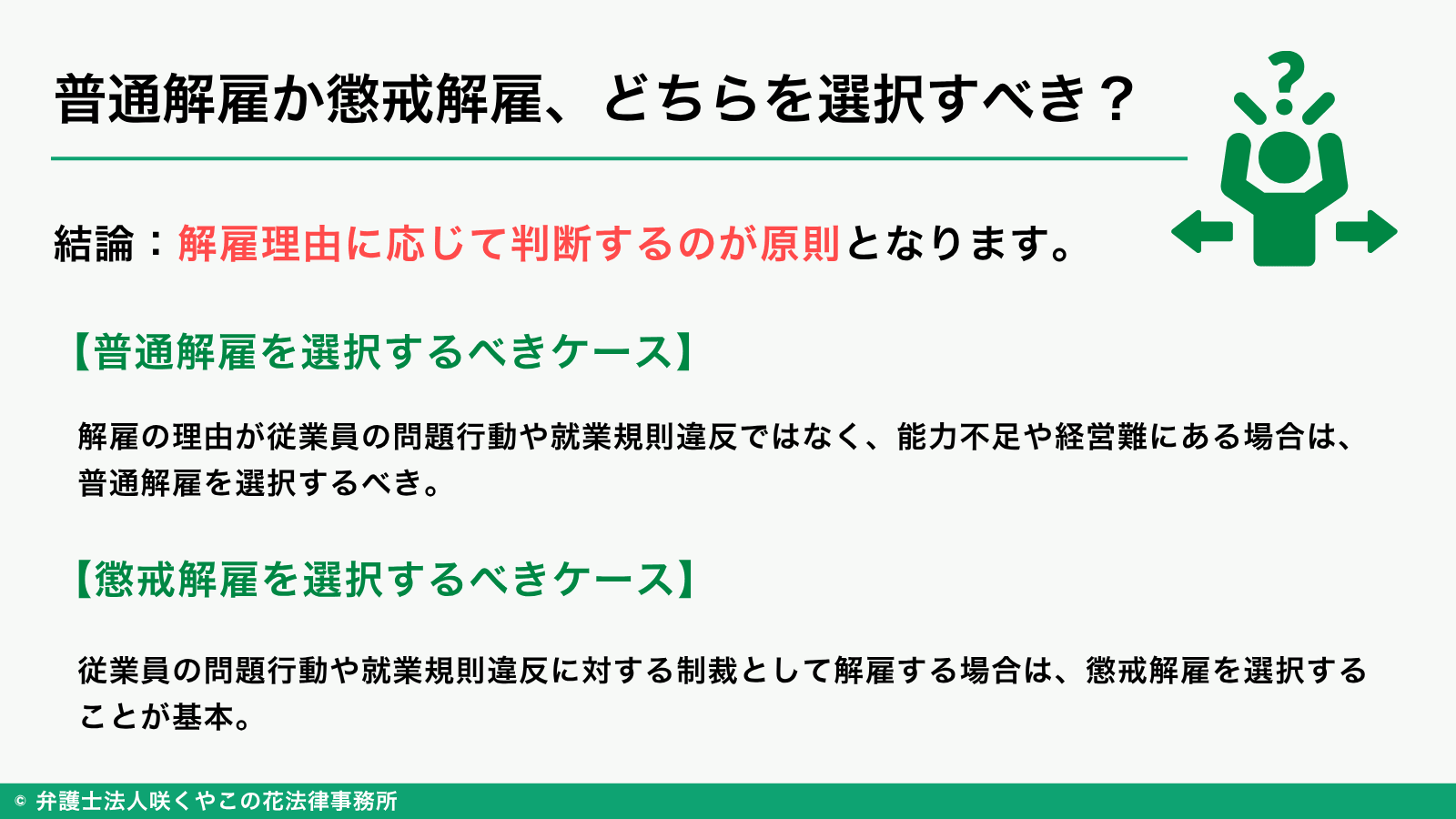 普通解雇か懲戒解雇かの選択について