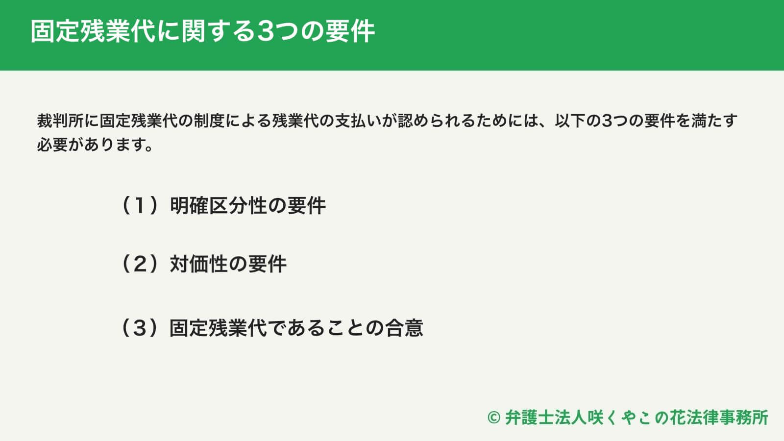 固定残業代に関する3つの要件