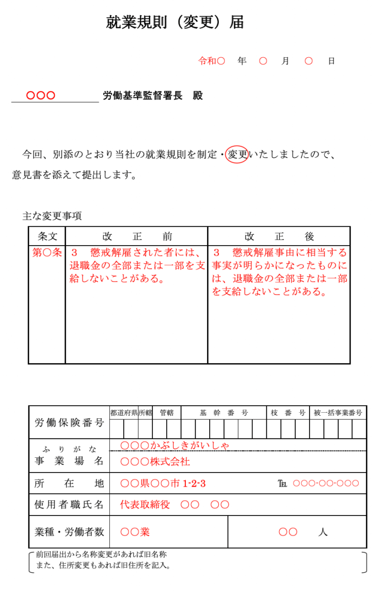 就業規則変更届とは？書き方や記入例、提出方法をわかりやすく解説 咲くやこの花法律事務所