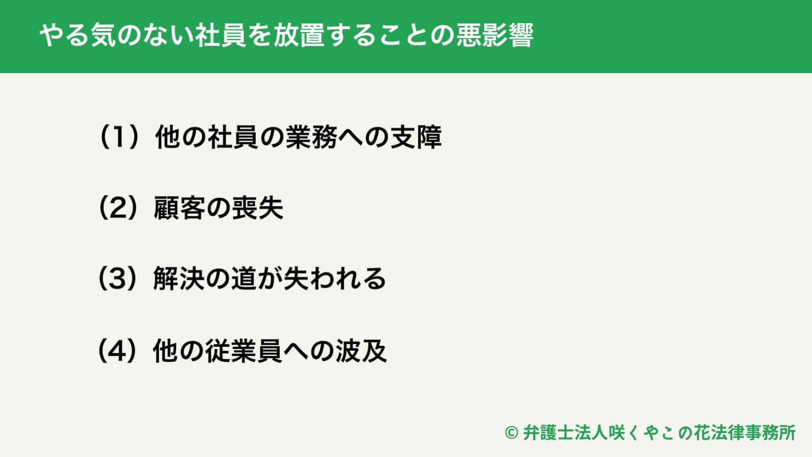 やる気のない社員を放置することの悪影響