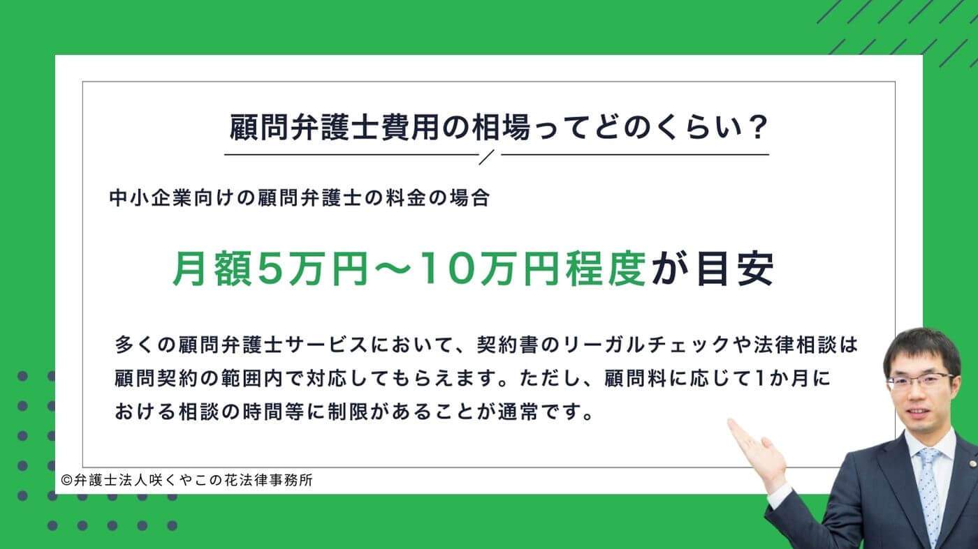 中小企業向けの顧問弁護士の料金の相場は？