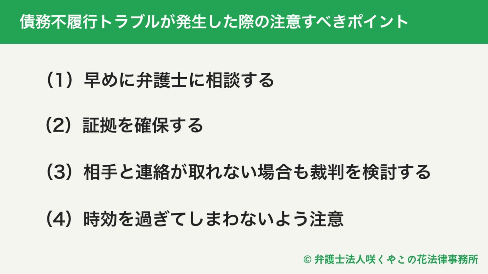 債務不履行トラブルが発生したら？ポイントと注意点