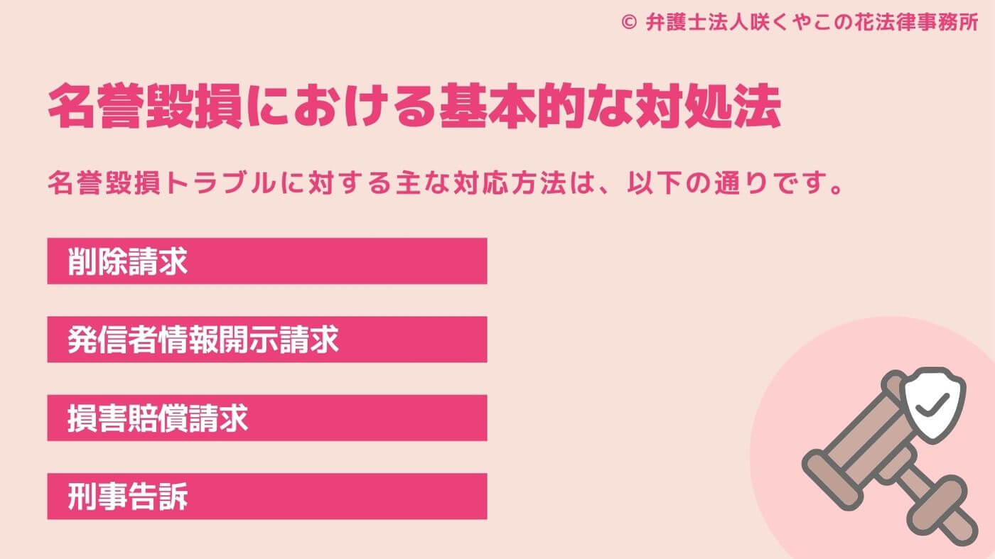 名誉毀損トラブルにおける基本的な対処法