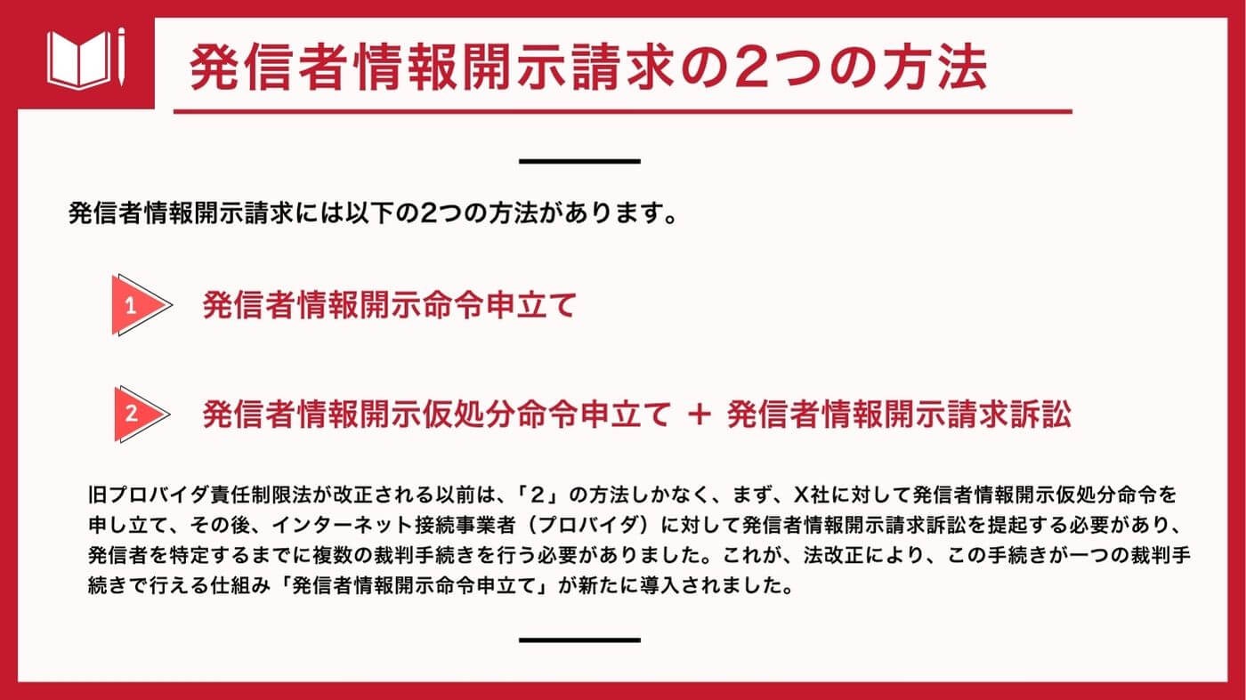 発信者情報開示請求2つの方法