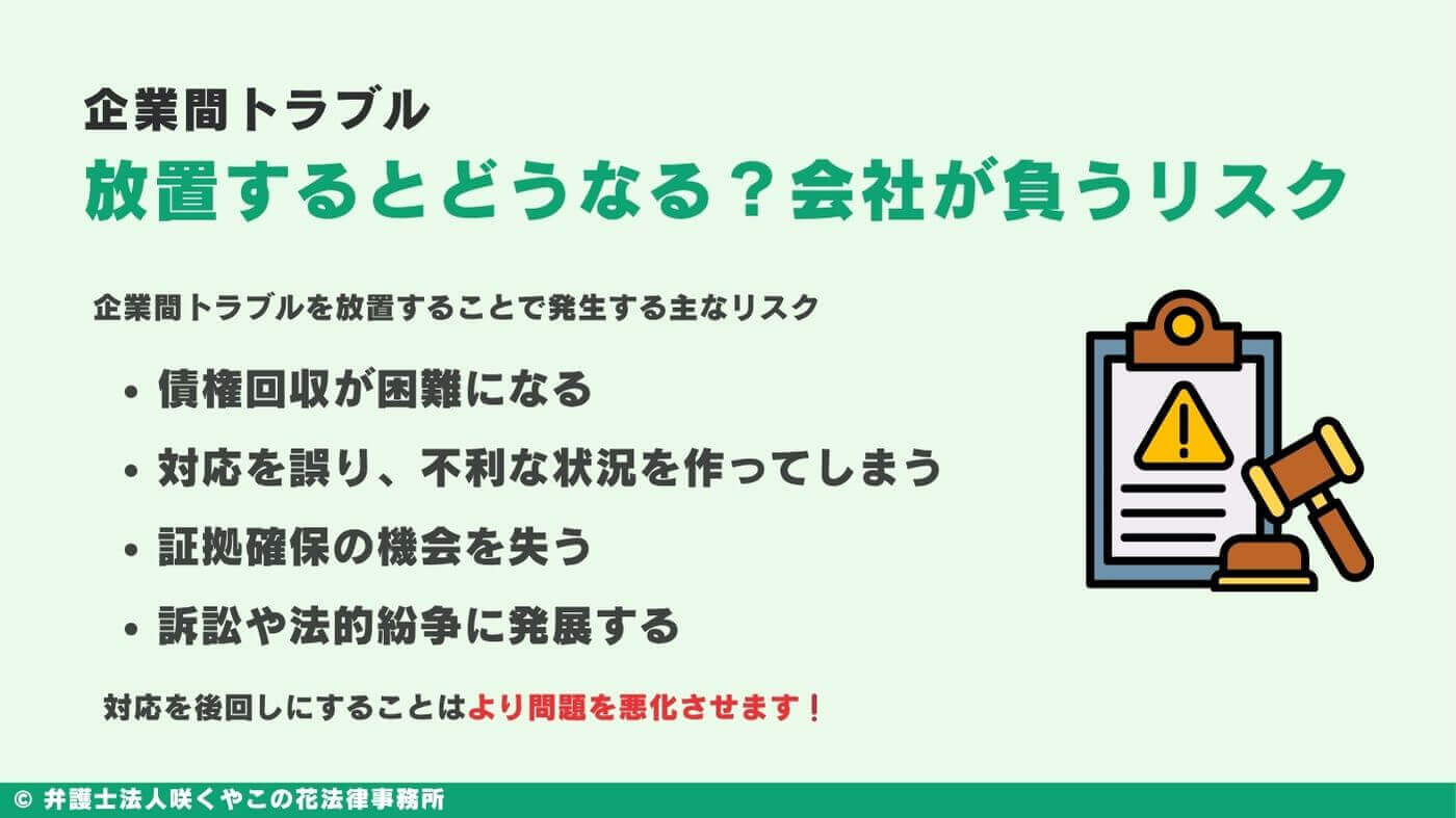企業間トラブルを放置するとどうなる？会社が負うリスクは？